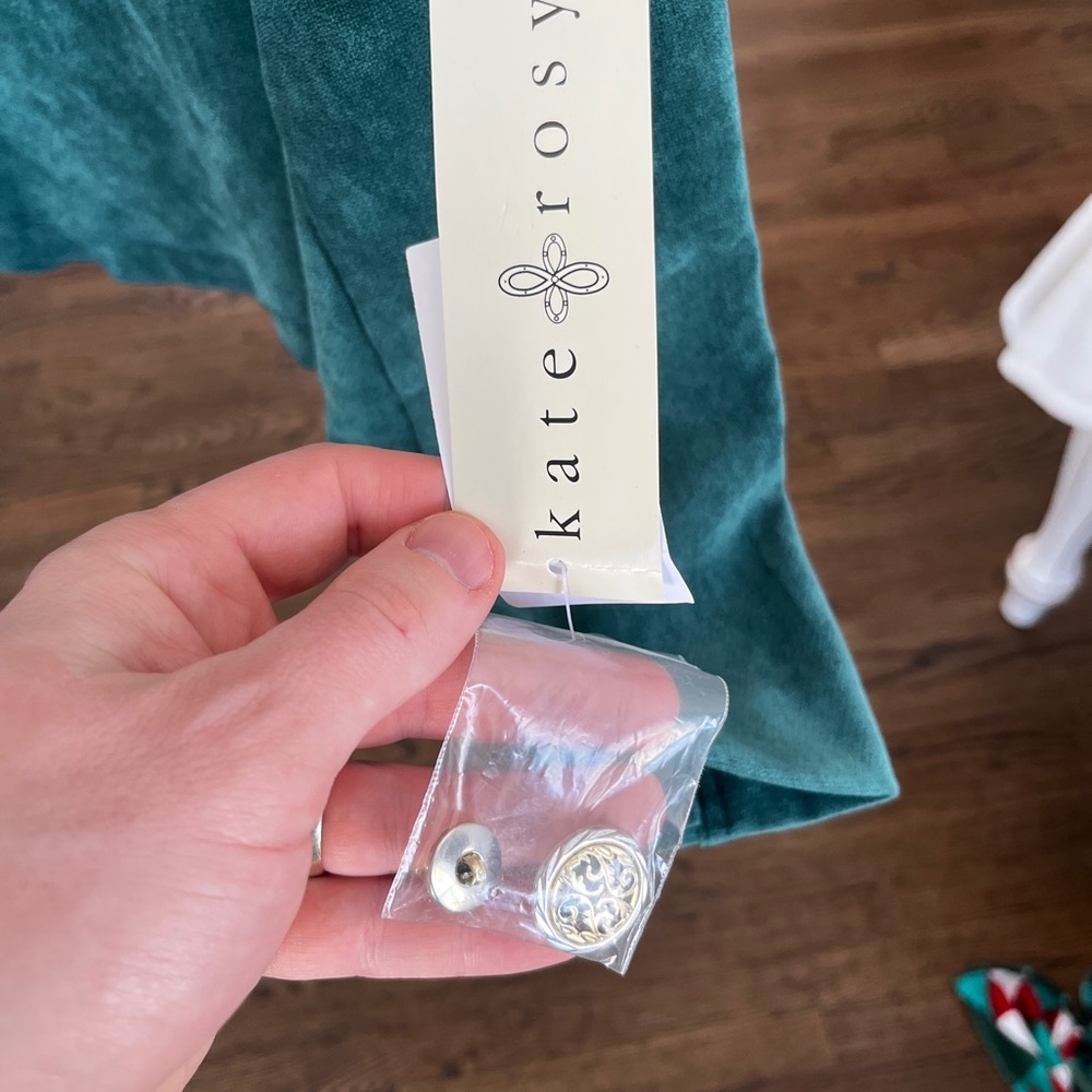 NWT Kate Rosy Women’s Ruffle Military Jacket Blazer Green Size Medium - Picture 7 of 14